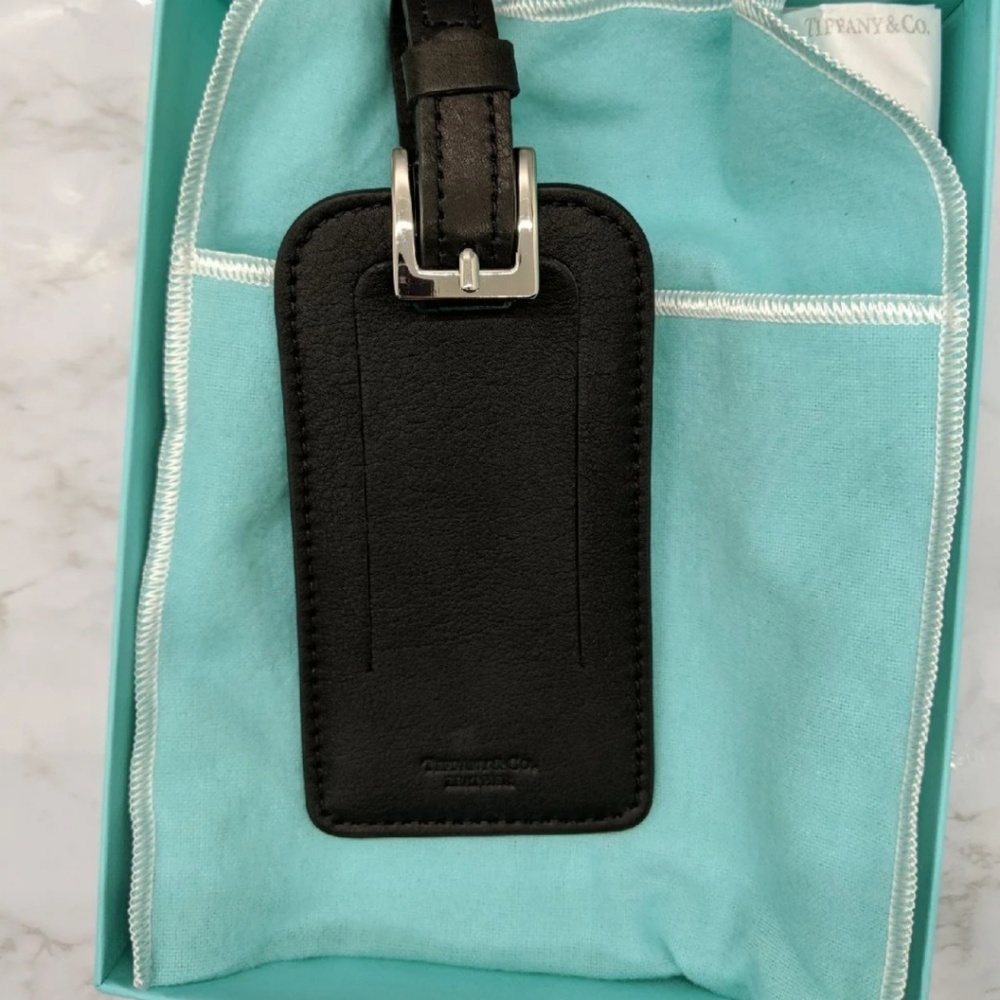 NEW Tiffany Black Leather Luggage Tag